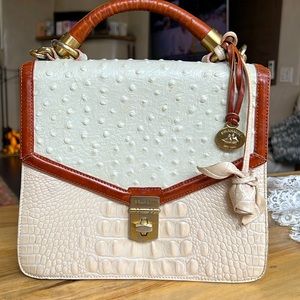 Tan and white Brahmin cross body bag